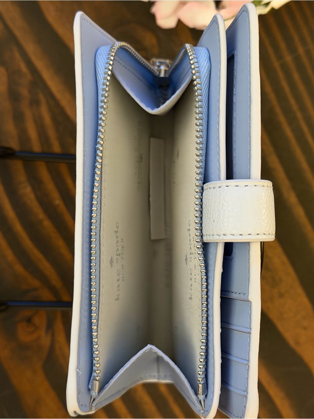 kate spade New York Light Blue Pebbled Leather Wallet - Picture 4 of 6